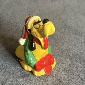 Disney Pluto Christmas Ornament Vintage 1984 Ceramic Japan Holiday Decor 2.5"